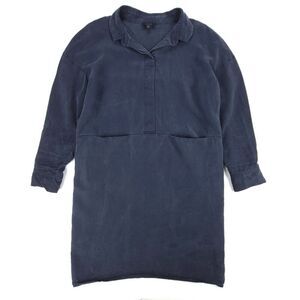 COS Long Sleeve Oversized Minimal Lagenlook Mini Shirt Dress Navy Blue Small